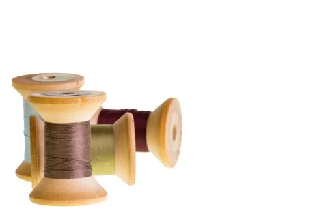 Spools of sewing thread isolated Stock Photos