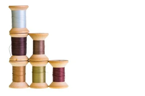 Spools of thread isolated on white 스톡 사진
