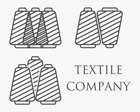 Spools with thread logo set Stock Illustration
