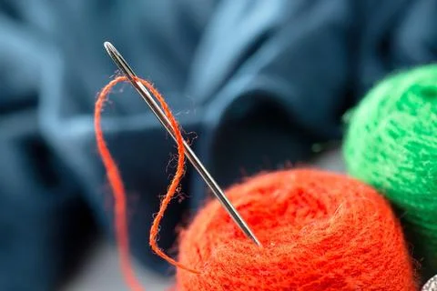 Spools of thread, needles Stock Photos