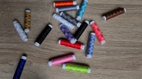  Spools Of Thread For Sewing  Stock-Footage 152410745
