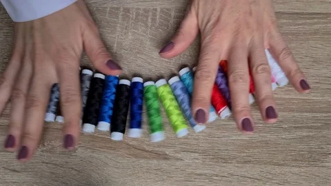  Spools Of Thread For Sewing  Stock Footage 152410750