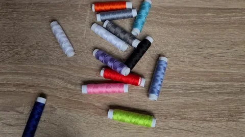  Spools Of Thread For Sewing  Stock Footage 152410751