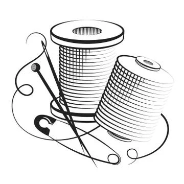 Spools of thread for sewing Stock Illustration