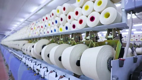 Spools of thread spinning on the machine 2 Stock Footage 165041667