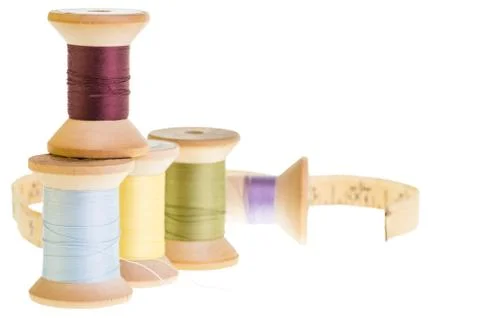 Spools of thread with tape measure Stock Photos