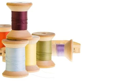 Spools of thread with tape measure Foto stock