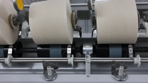 Spools of thread at a textile factory Stock-Footage 88322108