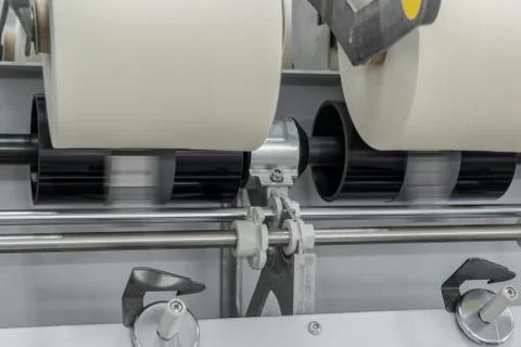 Spools of thread at a textile factory Stock Photos