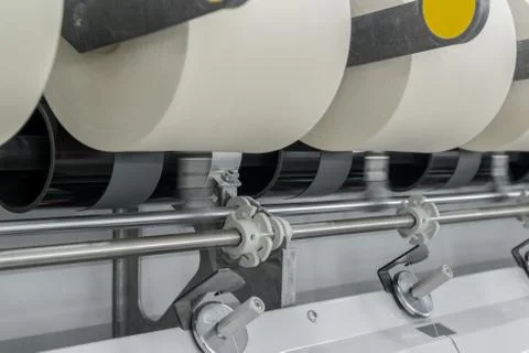 Spools of thread at a textile factory Stock Photos