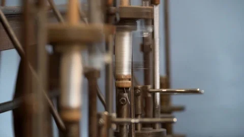 Spools of thread on textile looms Stock Footage 125932667