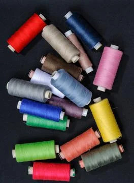 Spools of thread top view Stock Photos