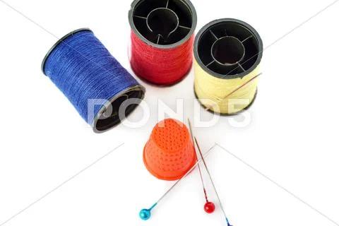 Spools of threads isolated over the white background Stock Photos