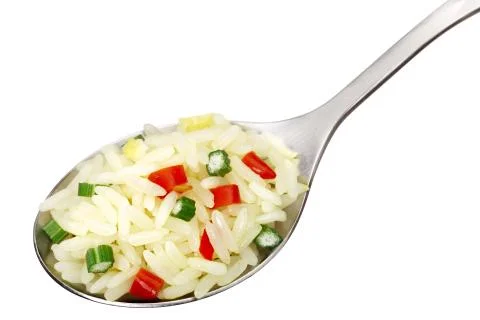 Spoom of boiled rice (risotto) Stock Photos