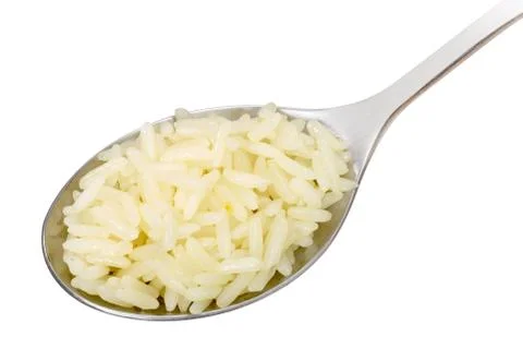 Spoom of boiled rice (risotto) Stock Photos