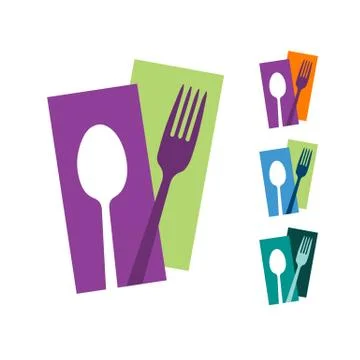 Spoon and Fork Abstract logo Vector Graphic food icon symbol for cooking busi Stock Illustration