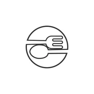 Spoon and Fork Abstract logo design for cafe or restaurant Stock Illustration