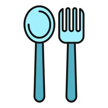 Spoon and fork cutlery flatware icon for dining Stock Illustration