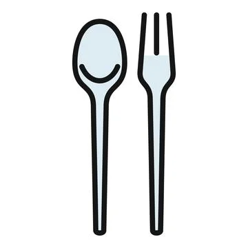 Spoon and fork cutlery set representing dining 库存插图