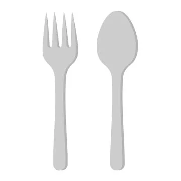 A spoon and a fork in flat style isolated on white background. Vector Stock-Illustration