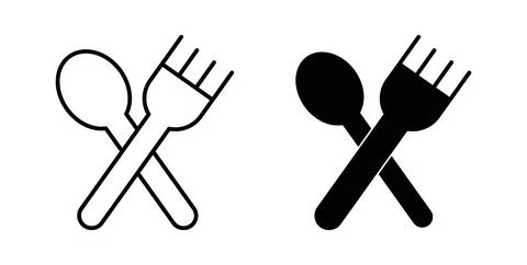 Spoon and Fork icon in black and white. vector icon pack for websites 스톡 일러스트