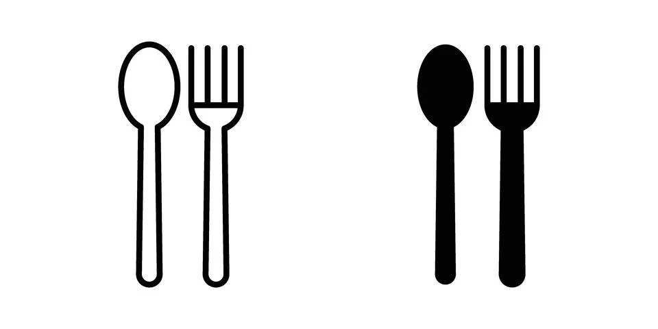 Spoon and Fork icon bundle for website design projects Stock Illustration