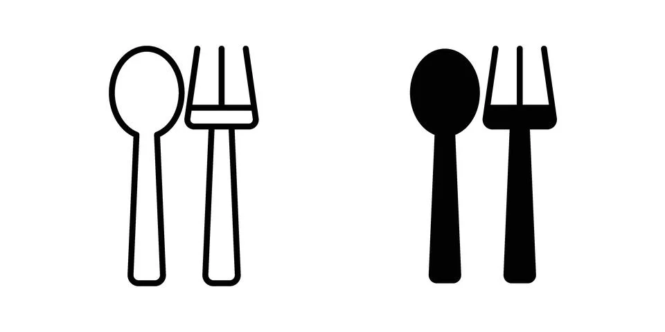 Spoon and Fork icon concept logo design collection Stock Illustration