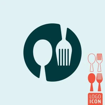 Spoon and fork icon Stock Illustration