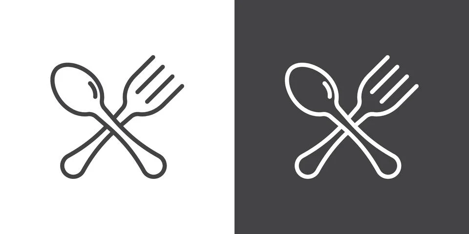 Spoon and fork icon Stock Illustration