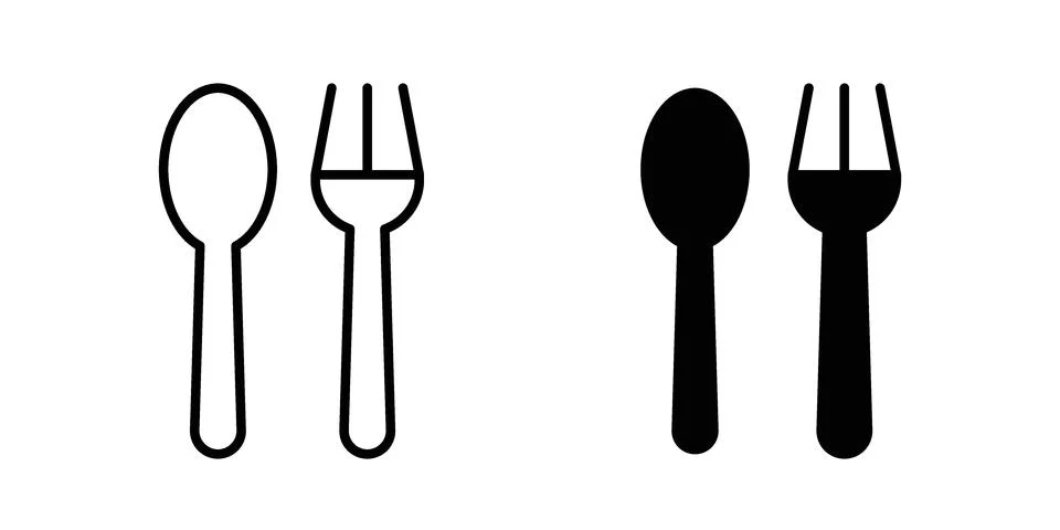 Spoon and Fork icon modern style vectors set 스톡 일러스트