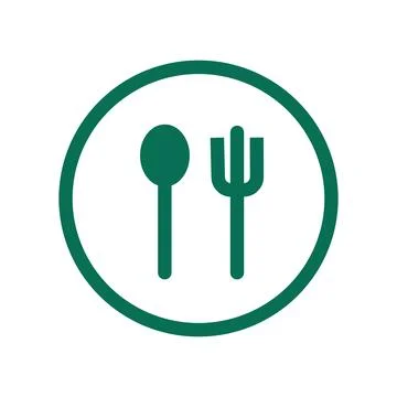 Spoon and fork icon on the red circle for web and mobile. resource Stock Illustration