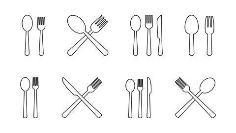 Spoon and fork icon set. spoon, fork and knife icon vector. restaurant icon Stock Illustration