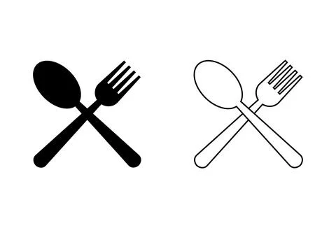 Spoon and fork icon set. spoon, fork and knife icon vector. restaurant icon Stock Illustration