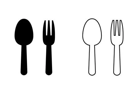 Spoon and fork icon set. spoon, fork and knife icon vector. restaurant icon Stock Illustration