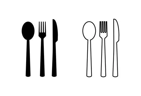 Spoon and fork icon set. spoon, fork and knife icon vector. restaurant icon Stock Illustration