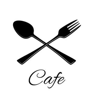 Spoon and fork icon. Vector illustration in flat style. Stock Illustration