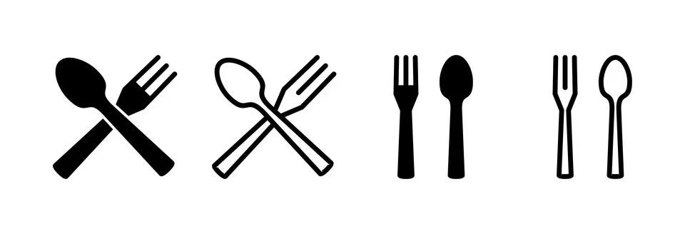 Spoon and fork icon vector illustration. spoon, fork and knife icon vector... Stock Illustration