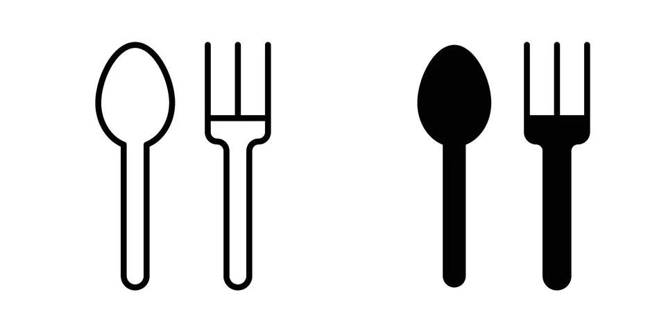 Spoon and Fork icon vector concepts, line and silhouette style 스톡 일러스트