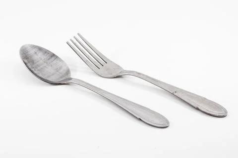 Spoon and fork isolated on white background Foto stock