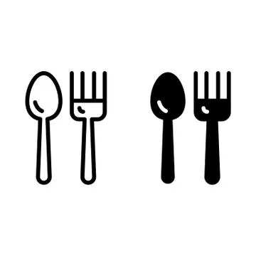 Spoon and fork line and glyph icon. Silverware vector illustration isolated on Stock Illustration