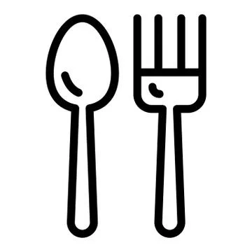 Spoon and fork line icon. Silverware vector illustration isolated on white Stock Illustration
