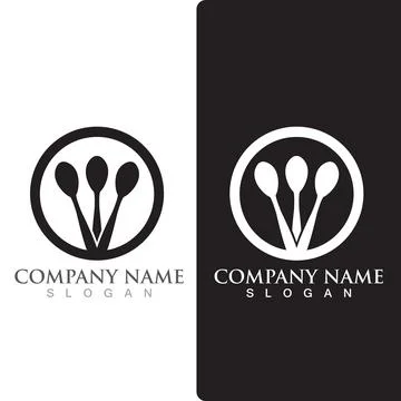 Spoon and fork logo and symbol vector Illustrazione stock