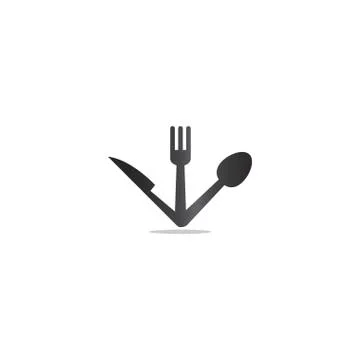 Spoon and fork logo design template Stock Illustration
