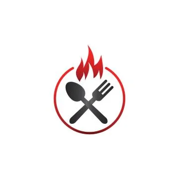 Spoon and fork logo design template Stock Illustration