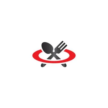 Spoon and fork logo design template Stock Illustration