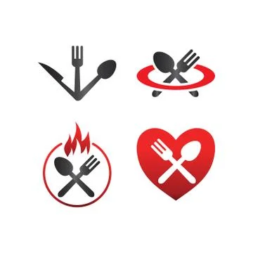 Spoon and fork logo design template Stock Illustration