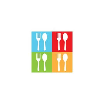 Spoon and fork logo template vector Stock Illustration