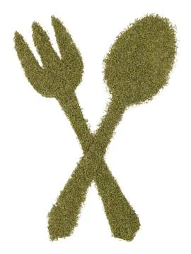 Spoon and fork made of dill Stock Photos