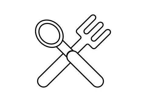 Spoon and fork outline with simple design Stock Illustration