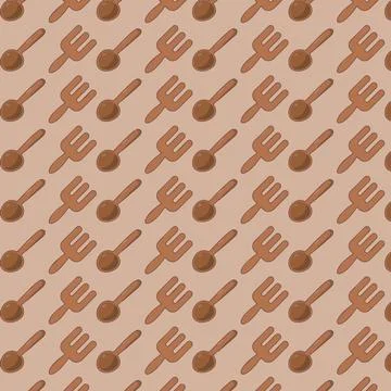 Spoon and fork pattern on a pastel background Stock Illustration
